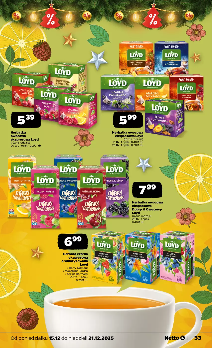 Gazetka promocyjna Netto - Od Poniedziałku - ważna 15.12 do 21.12.2025 - strona 33 - produkty: Herbata, Herbata czarna, Loyd