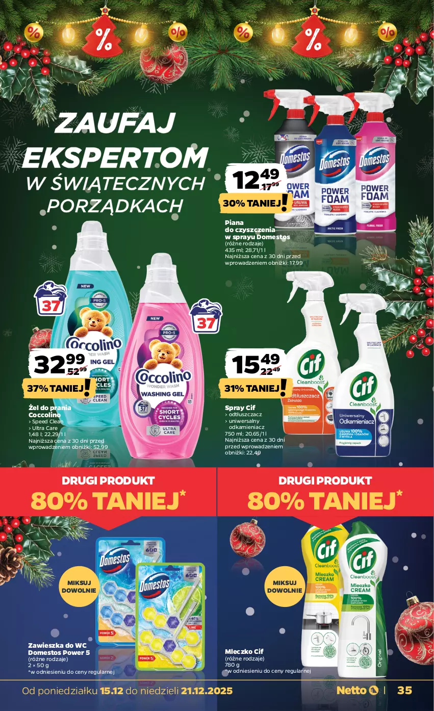 Gazetka promocyjna Netto - Od Poniedziałku - ważna 15.12 do 21.12.2025 - strona 35 - produkty: Cif, Coccolino, Domestos, Mleczko, Odkamieniacz, Odtłuszczacz, Zawieszka do wc