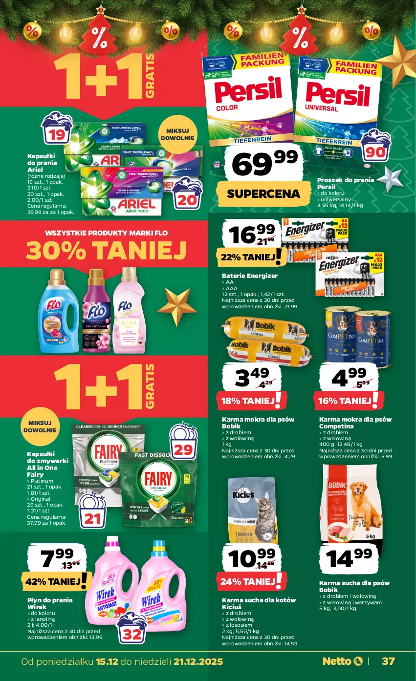 Gazetka promocyjna Netto - Od Poniedziałku - ważna 15.12 do 21.12.2025 - strona 37 - produkty: Ariel, Energizer, Fa, Fairy, Gin, Gra, Kapsułki do prania, Persil, Płyn do prania, Proszek do prania, Sos, Warzywa, Zmywarki