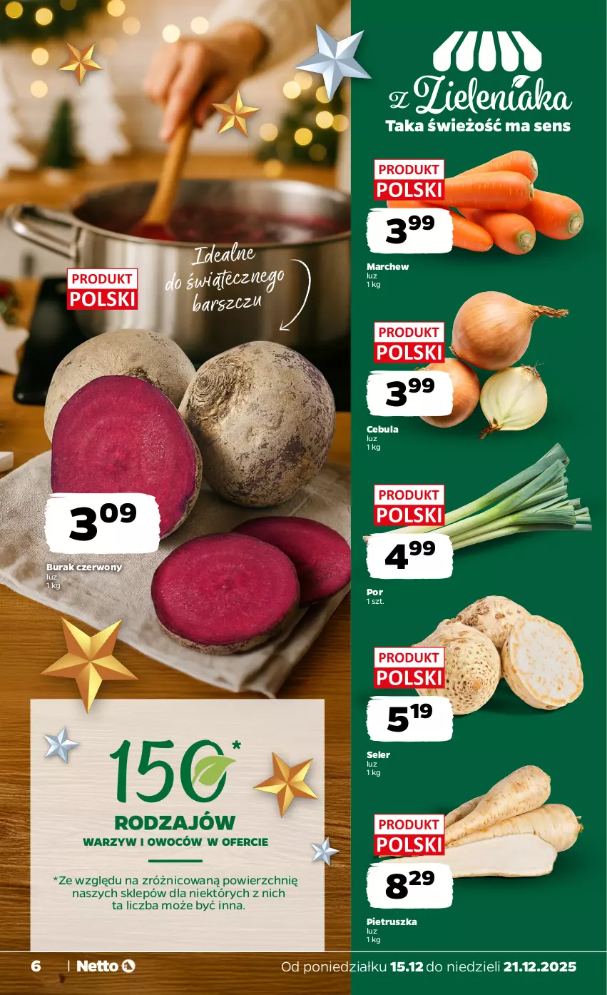 Gazetka promocyjna Netto - Od Poniedziałku - ważna 15.12 do 21.12.2025 - strona 6 - produkty: Cebula, Pietruszka, Por