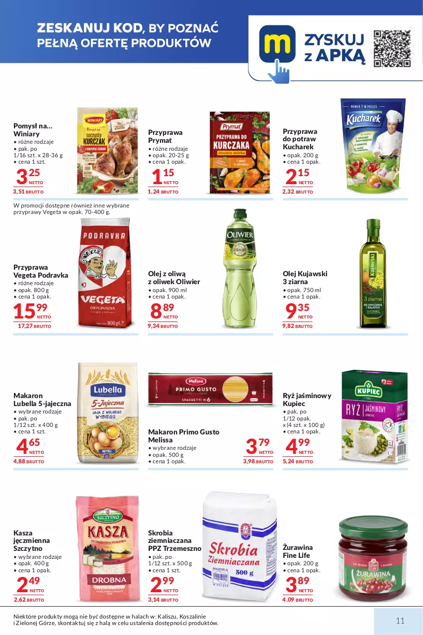 Gazetka promocyjna Makro - Mega oferty dla Twojego Sklepu - ważna 01.09 do 14.09.2026 - strona 11 - produkty: Bell, Bella, Kasza, Kasza jęczmienna, Kosz, Kucharek, Kujawski, Kupiec, Lubella, Makaron, Olej, Piec, Podravka, Prymat, Przyprawa do potraw, Przyprawy, Ryż, Skrobia ziemniaczana, Szal, Vegeta, Winiary