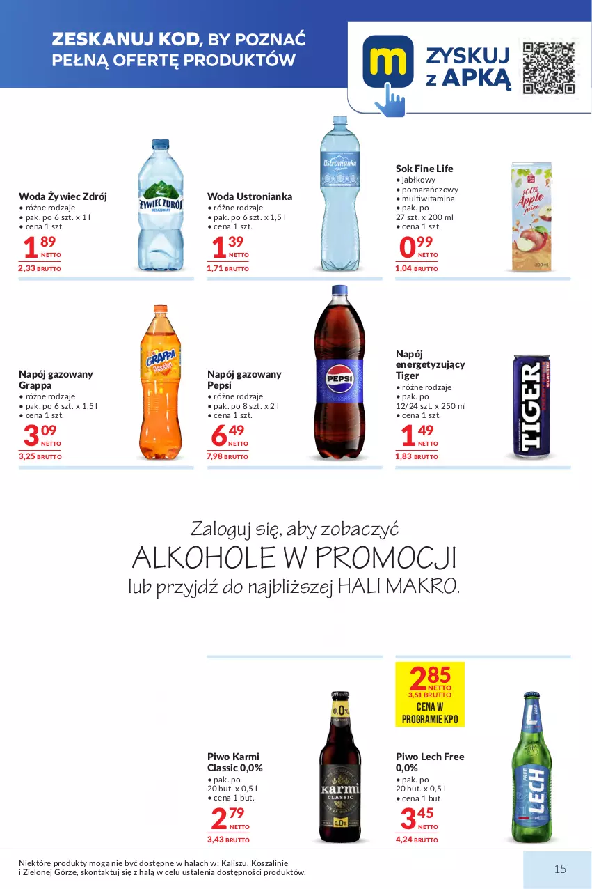 Gazetka promocyjna Makro - Mega oferty dla Twojego Sklepu - ważna 01.09 do 14.09.2026 - strona 15 - produkty: Alkohole, Captain Jack, Gin, Gra, Grappa, Heineken, JBL, Karmi, Kosz, Napój, Napój gazowany, Pepsi, Piwo, Sok, Somersby, Szal, Tiger, Tyskie, Woda