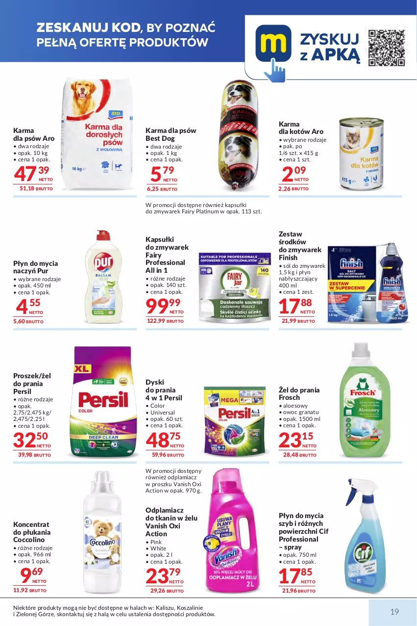 Gazetka promocyjna Makro - Mega oferty dla Twojego Sklepu - ważna 01.09 do 14.09.2026 - strona 19 - produkty: Cif, Coccolino, Do mycia naczyń, Fa, Fairy, Finish, Frosch, Gra, Granat, Kosz, Odplamiacz, Persil, Płyn do mycia, Płyn do mycia naczyń, Płyn nabłyszczający, Pur, Sól, Szal, Vanish