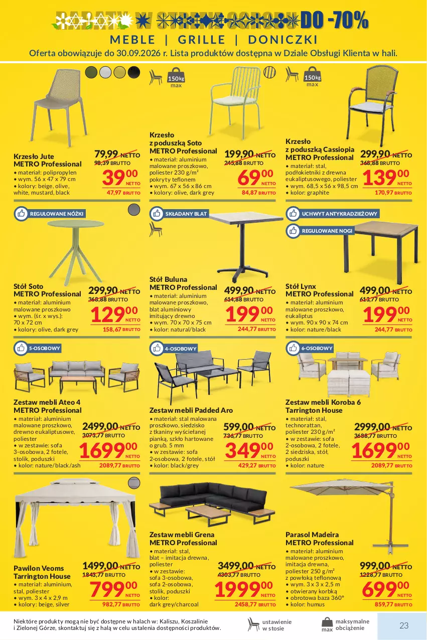 Gazetka promocyjna Makro - Mega oferty dla Twojego Sklepu - ważna 01.09 do 14.09.2026 - strona 23 - produkty: Fa, Fotel, Gra, Kosz, Krzesło, Lack, Metro, Mus, Parasol, Siedzisko, Sofa, Sofa 2-osobowa, Sofa 3-osobowa, Stół, Stolik, Szal