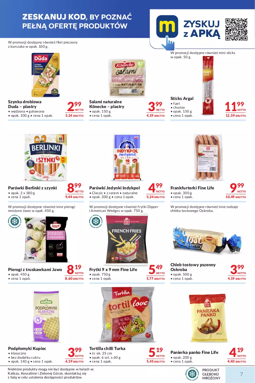 Gazetka promocyjna Makro - Mega oferty dla Twojego Sklepu - ważna 01.09 do 14.09.2026 - strona 7 - produkty: Berlinki, Chleb, Chleb tostowy, Duda, Frankfurterki, Frytki, Kosz, Kupiec, Kurczak, Parówki, Piec, Pierogi, Salami, Ser, Szal, Szynka, Tortilla