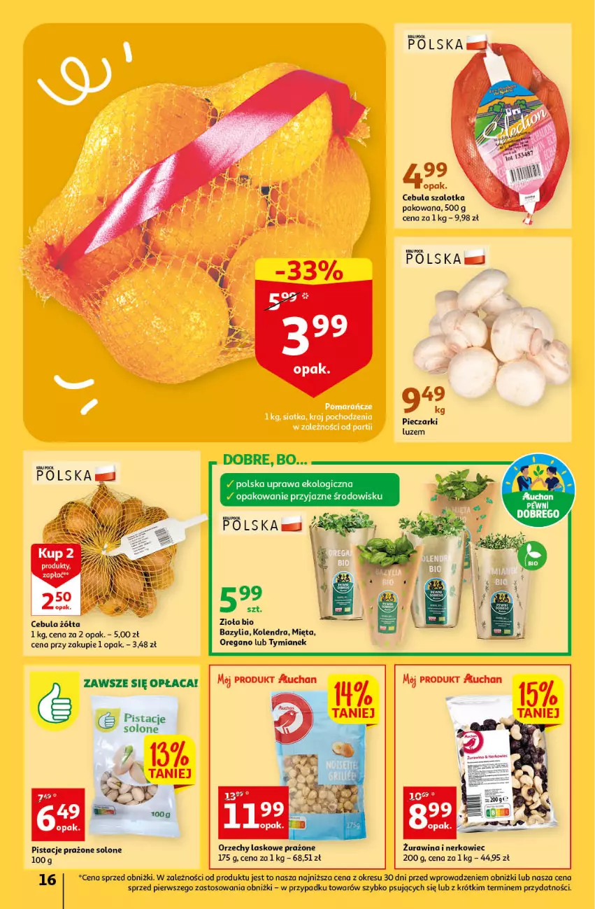 Gazetka promocyjna Auchan - Gazetka Rewelacyjne Marki Auchan Hipermarket Auchan - ważna 26.01 do 01.02.2023 - strona 16 - produkty: Bazyl, Bazylia, Cebula, Cebula szalotka, Kolendra, Mięta, O nas, Pistacje, Szal