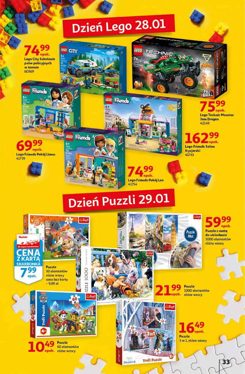 Gazetka promocyjna Auchan - Gazetka Rewelacyjne Marki Auchan Hipermarket Auchan - ważna 26.01 do 01.02.2023 - strona 33 - produkty: LEGO, LEGO City, LEGO Friends, LEGO Technic, Puzzle