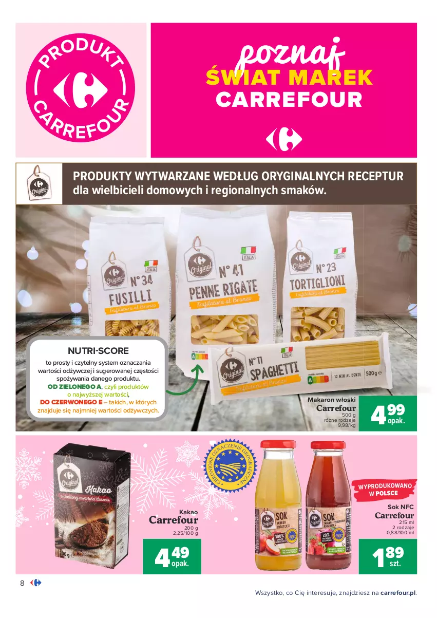 Gazetka promocyjna Carrefour - Gazetka Carrefour - ważna 13.12 do 19.12.2021 - strona 8 - produkty: BIC, Gin, Kakao, Makaron, Sok