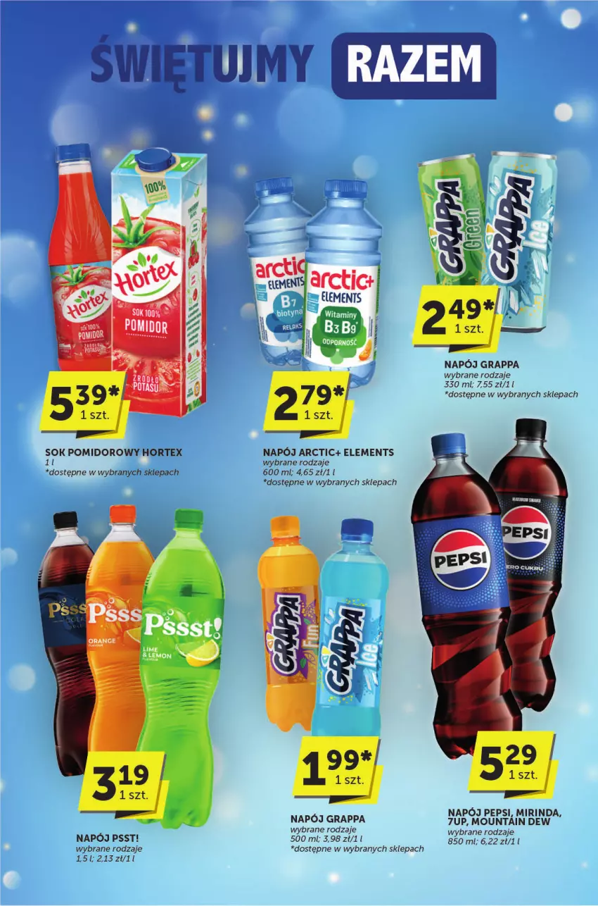 Gazetka promocyjna ABC - ważna 09.01 do 21.01.2025 - strona 22 - produkty: 7up, Gra, Grappa, Hortex, Mirinda, Napój, Pepsi, Por, Sok, Sok pomidorowy