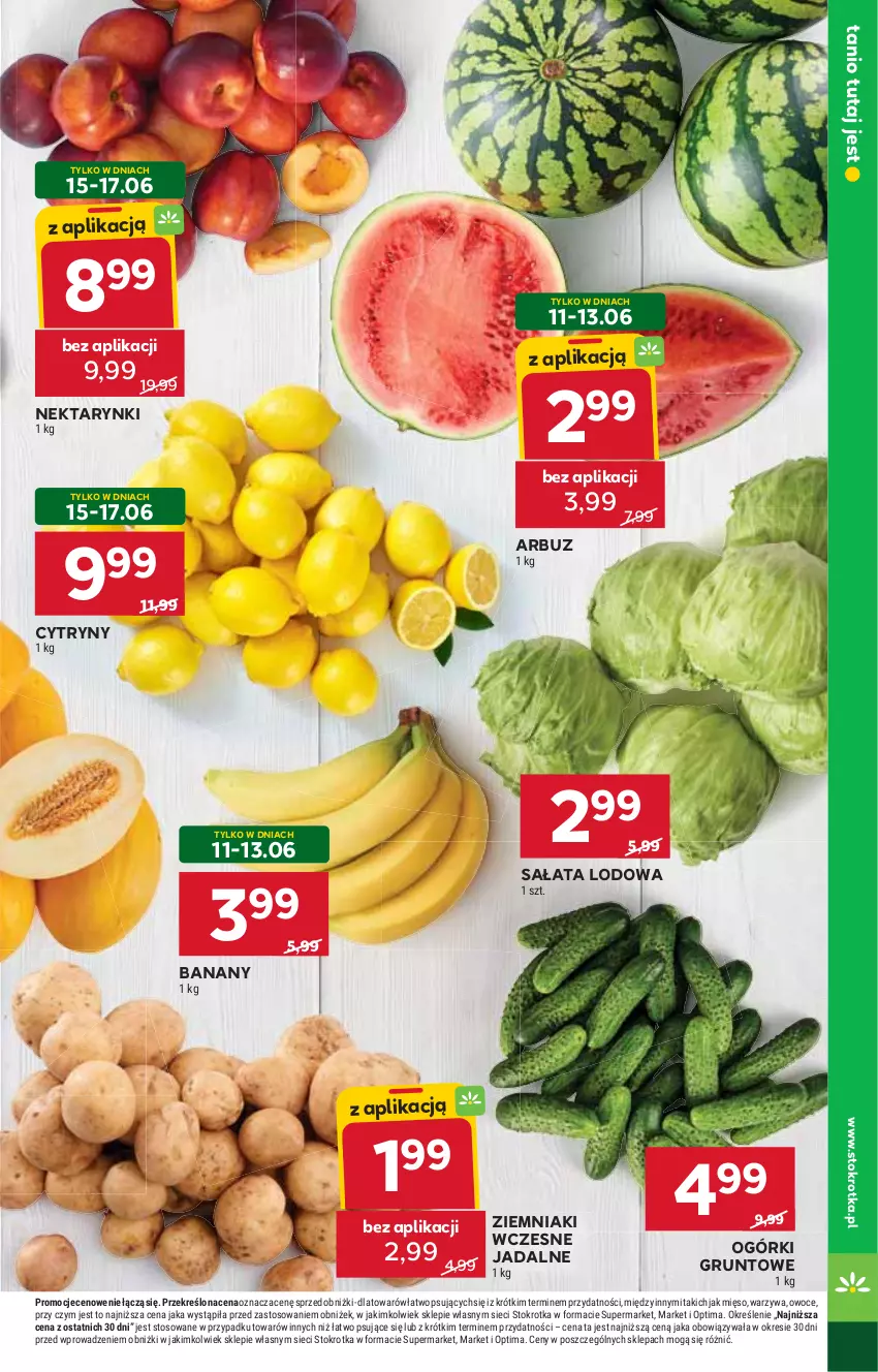 Gazetka promocyjna Stokrotka - Supermarket - ważna 11.06 do 17.06.2026 - strona 11 - produkty: Arbuz, Banany, Cytryny, Grunt, Mięso, Nektar, Optima, Owoce, Sałat, Sałata lodowa, Warzywa, Ziemniaki