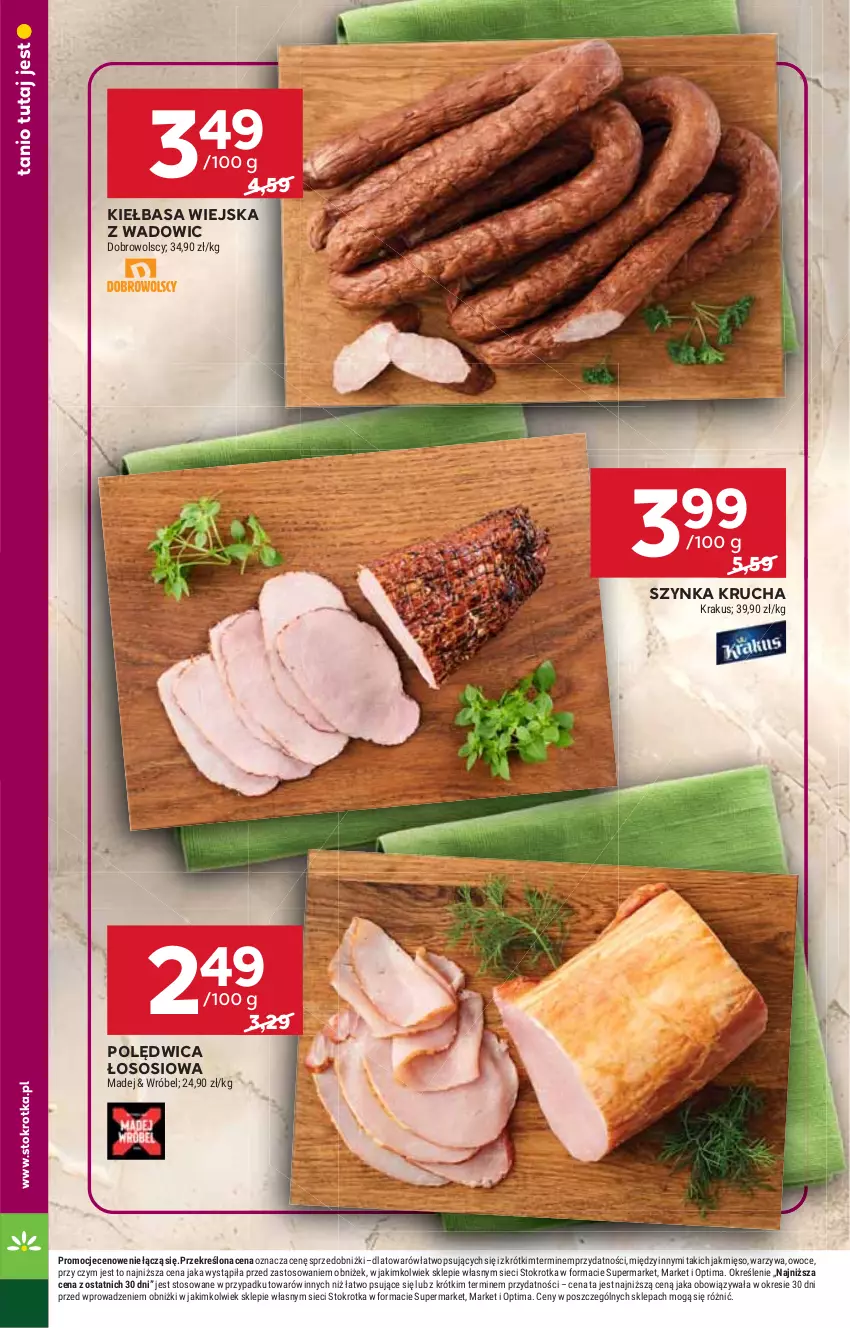 Gazetka promocyjna Stokrotka - Supermarket - ważna 11.06 do 17.06.2026 - strona 18 - produkty: Kiełbasa, Kiełbasa wiejska, Krakus, Mięso, Optima, Owoce, Polędwica, Sos, Szynka, Warzywa