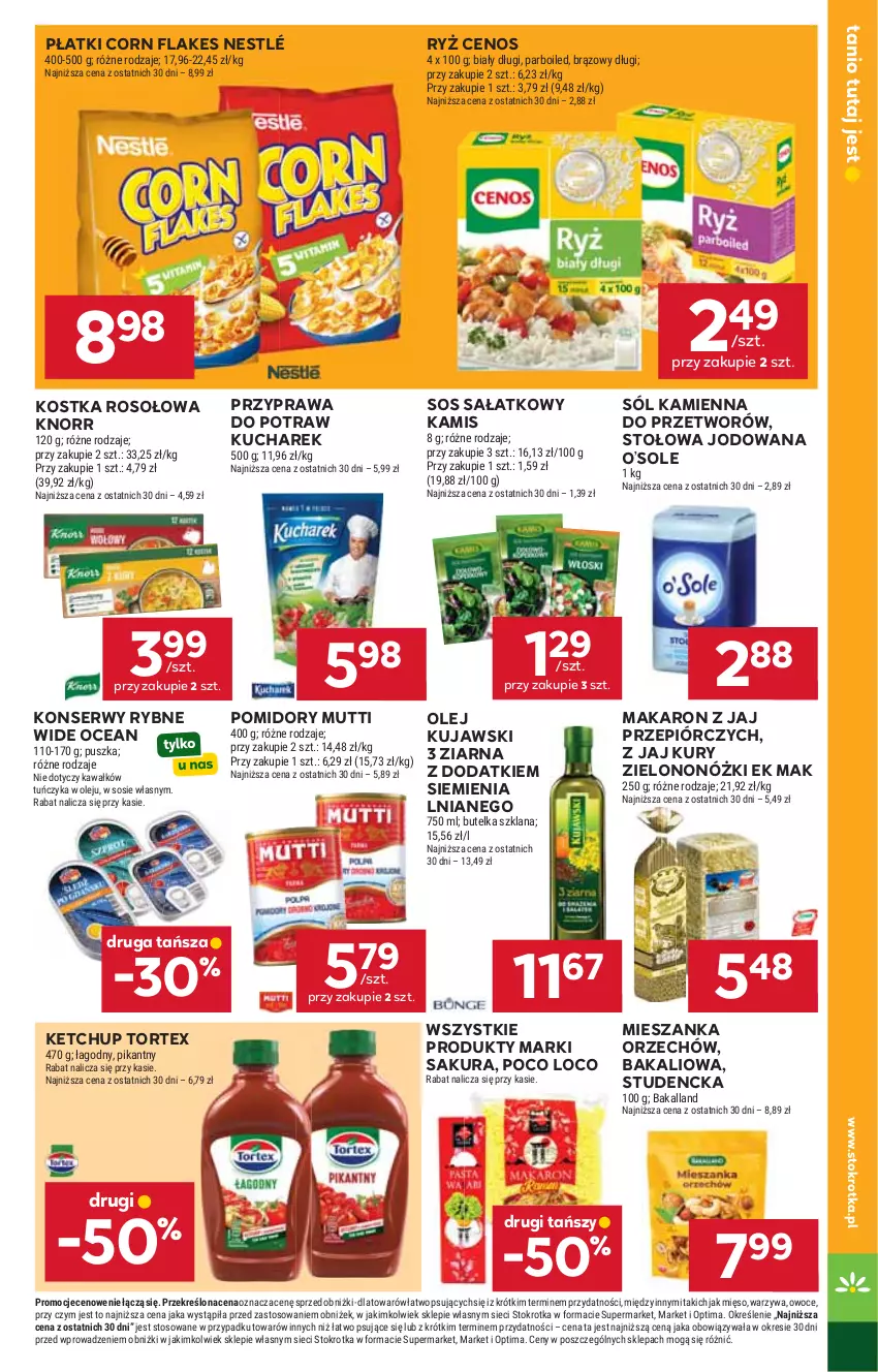 Gazetka promocyjna Stokrotka - Supermarket - ważna 11.06 do 17.06.2026 - strona 31 - produkty: Bakalland, Cenos, Corn flakes, Kamis, Kawa, Ketchup, Knorr, Kucharek, Kujawski, LANA, Makaron, Mięso, Nestlé, Olej, Optima, Owoce, Poco Loco, Pomidory, Przyprawa do potraw, Ryż, Sałat, Ser, Sól, Sos, Tuńczyk, Warzywa