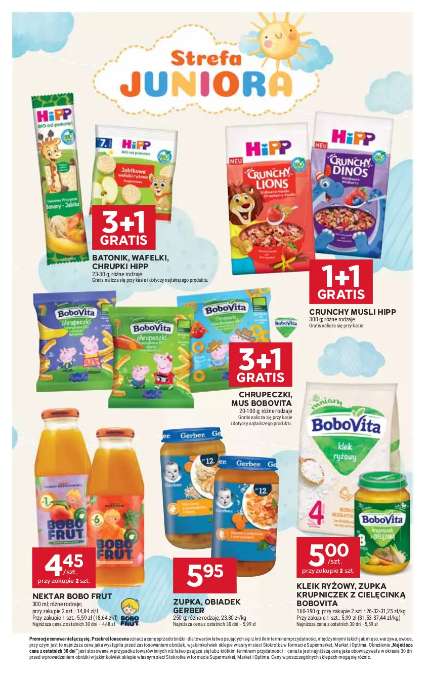 Gazetka promocyjna Stokrotka - Supermarket - ważna 11.06 do 17.06.2026 - strona 52 - produkty: Baton, BoboVita, Chrupki, Gerber, Gra, HiPP, Mięso, Mus, Nektar, Optima, Owoce, Ryż, Tonik, Warzywa