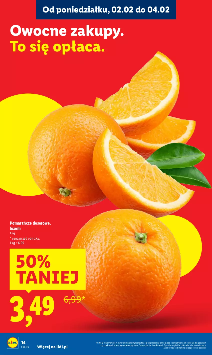Gazetka promocyjna Lidl - GAZETKA - ważna 02.02 do 04.02.2026 - strona 14 - produkty: Deser, Pomarańcze, Ser