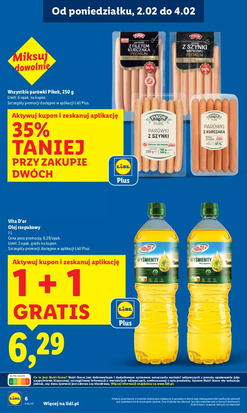Gazetka promocyjna Lidl - GAZETKA - ważna 02.02 do 04.02.2026 - strona 6 - produkty: Gra, Olej, Olej rzepakowy, Parówki, PIKOK