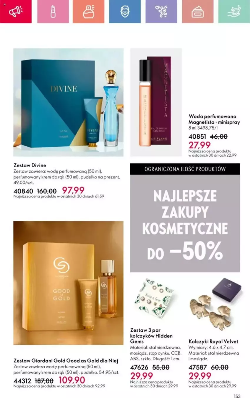 Gazetka promocyjna Oriflame - ważna 25.05 do 14.06.2025 - strona 107 - produkty: Cynk, Divine, Giordani Gold, Gra, Kolczyki, Krem do rąk, Perfum, Pudełko, Royal Velvet, Top, Velvet