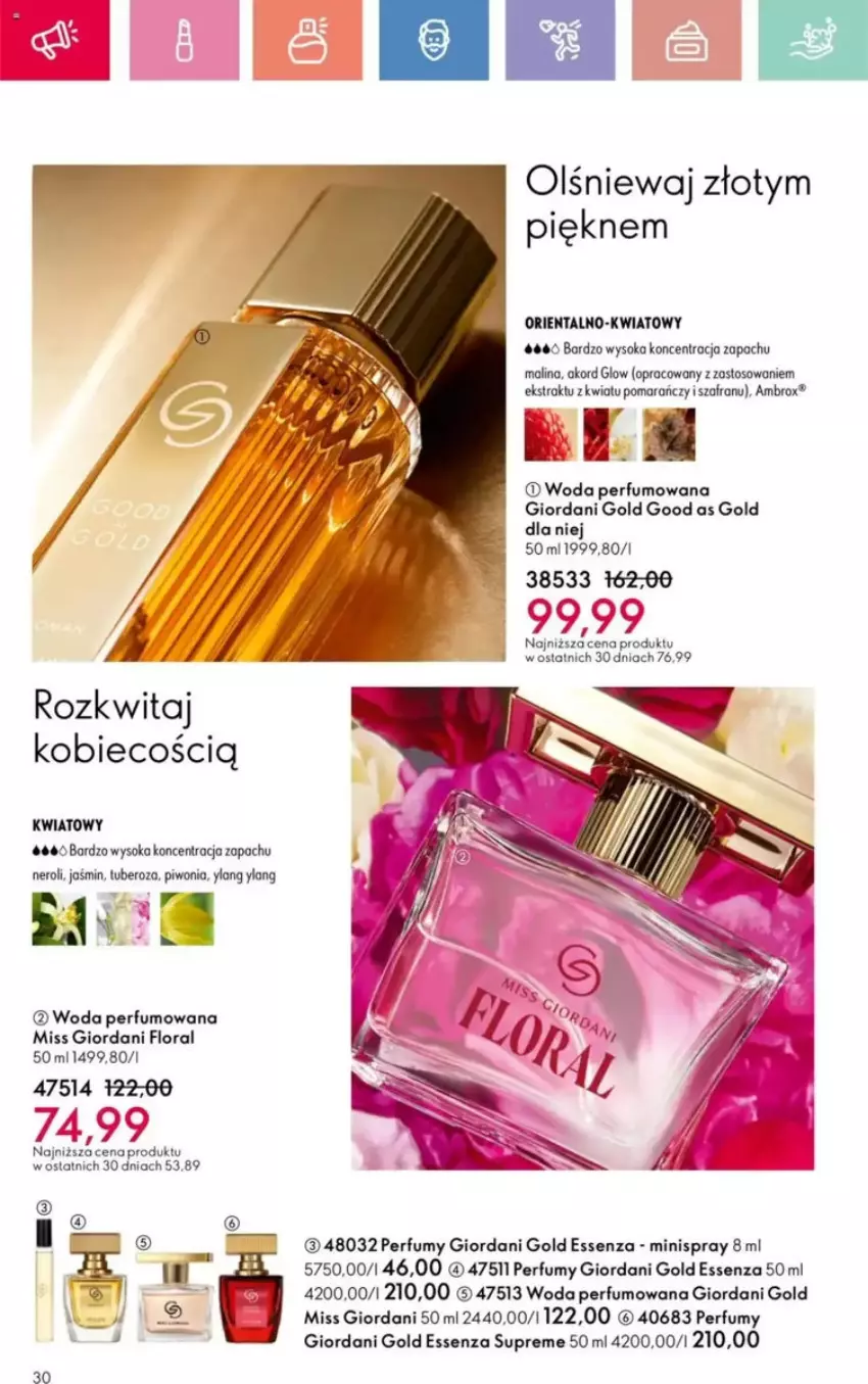 Gazetka promocyjna Oriflame - ważna 25.05 do 14.06.2025 - strona 128 - produkty: Flora, Giordani Gold, Miss Giordani, Perfum, Piwo, Sok, Szafran, Woda, Woda perfumowana