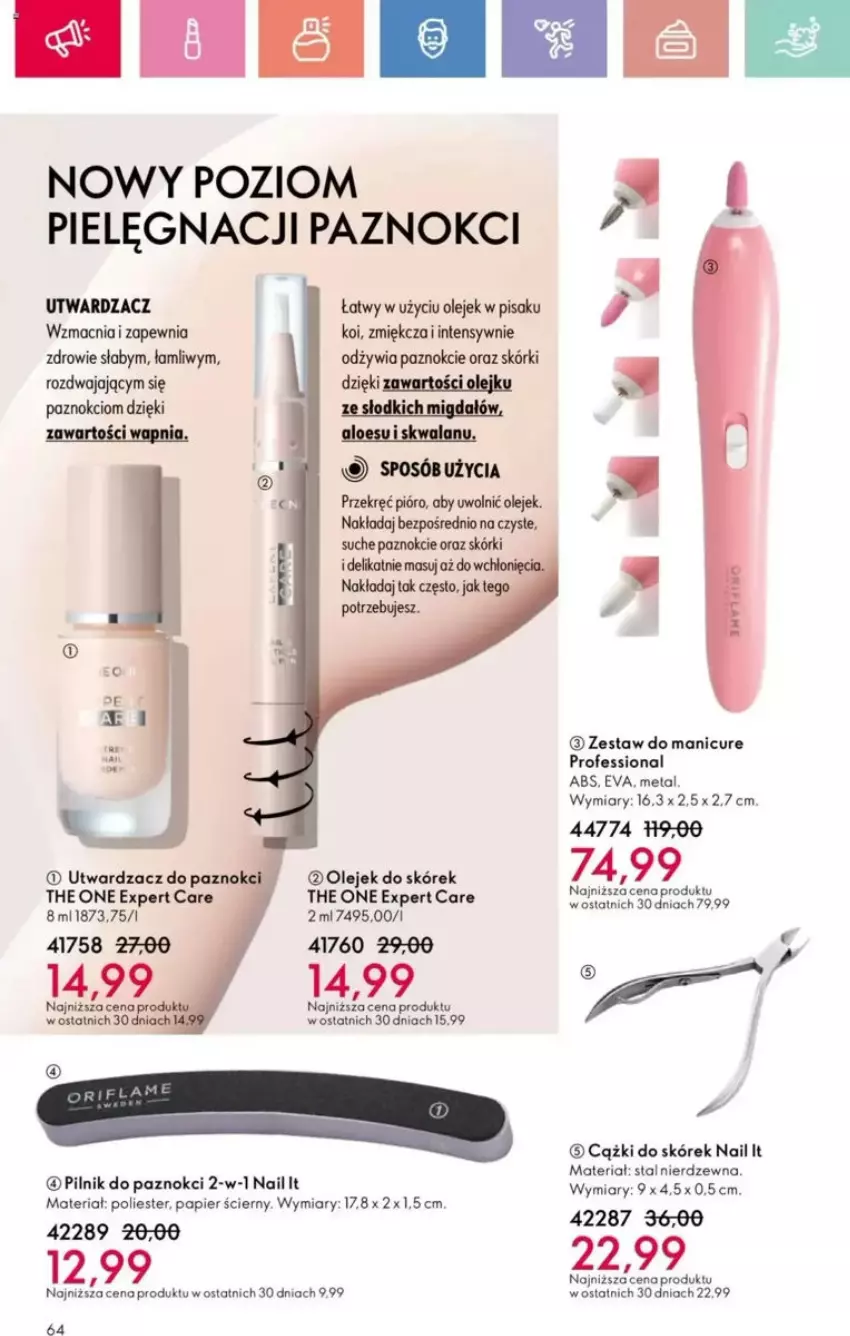 Gazetka promocyjna Oriflame - ważna 25.05 do 14.06.2025 - strona 180 - produkty: Cążki, Cążki do skórek, Olej, Papier, Papier ścierny, Pilnik, Pilnik do paznokci, The ONE, Zdrowie
