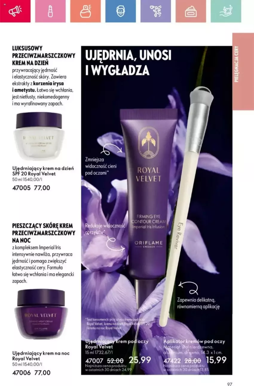 Gazetka promocyjna Oriflame - ważna 25.05 do 14.06.2025 - strona 34 - produkty: Krem na dzień, Krem na noc, Krem przeciwzmarszczkowy, Mars, Mus, Oriflame, Royal Velvet, Velvet, Wella
