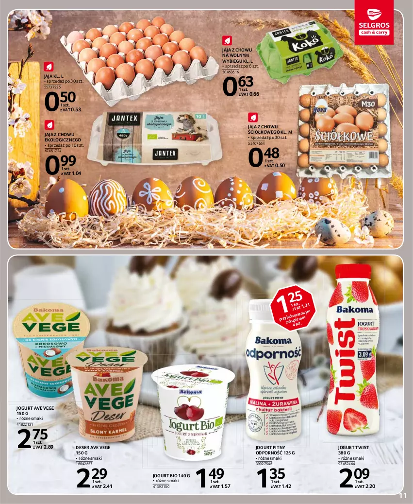 Gazetka promocyjna Selgros - Oferta spożywcza - ważna 11.03 do 24.03.2021 - strona 11 - produkty: Deser, Jaja, Jogurt, Jogurt bio, Jogurt pitny, Por, Ser