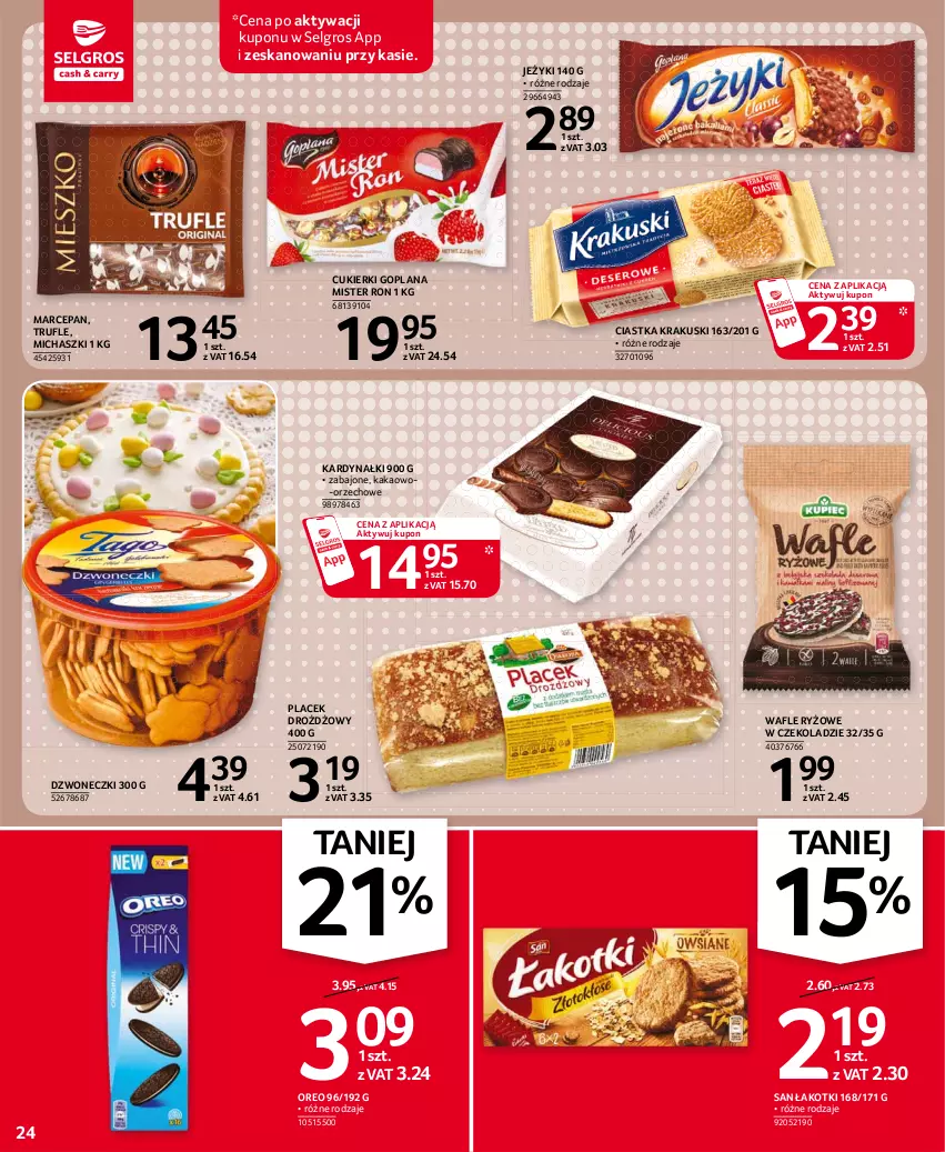 Gazetka promocyjna Selgros - Oferta spożywcza - ważna 11.03 do 24.03.2021 - strona 24 - produkty: Ciastka, Cukier, Cukierki, Goplana, Jeżyki, Kakao, Krakus, Krakuski, LANA, LG, Oreo, Ryż, Wafle