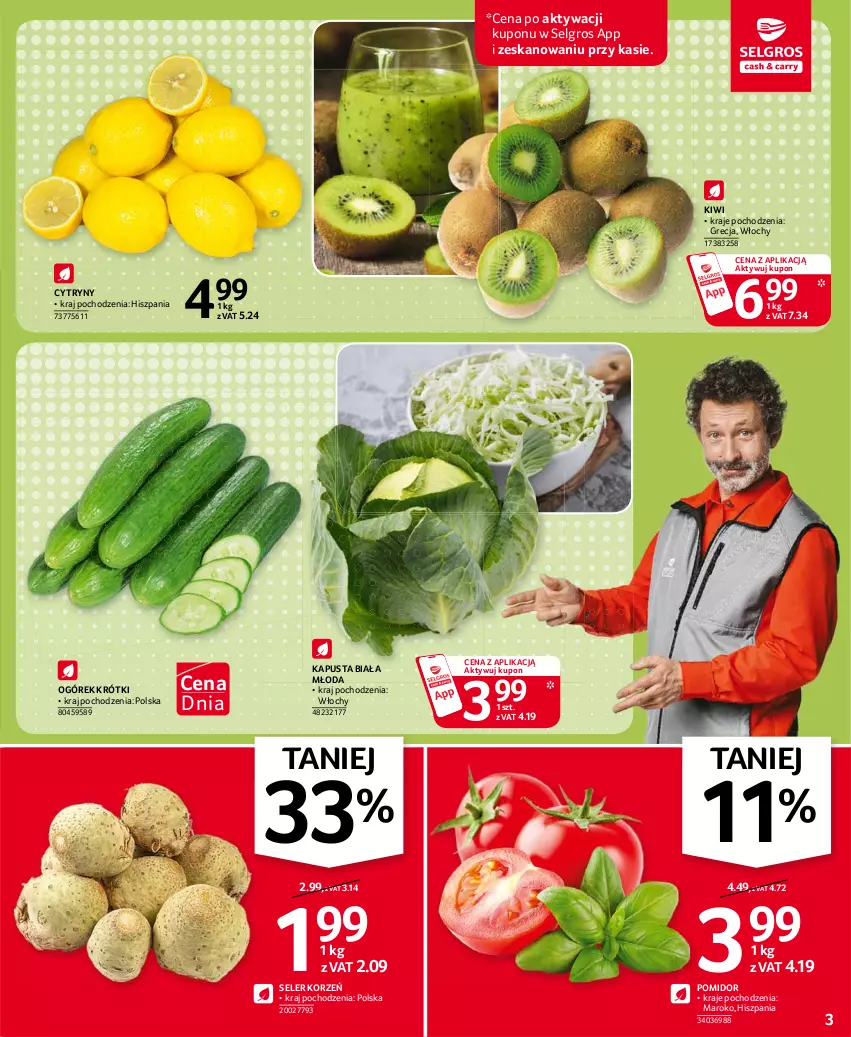 Gazetka promocyjna Selgros - Oferta spożywcza - ważna 11.03 do 24.03.2021 - strona 3 - produkty: Cytryny, Kiwi, LG, Ogórek, Seler korzeń