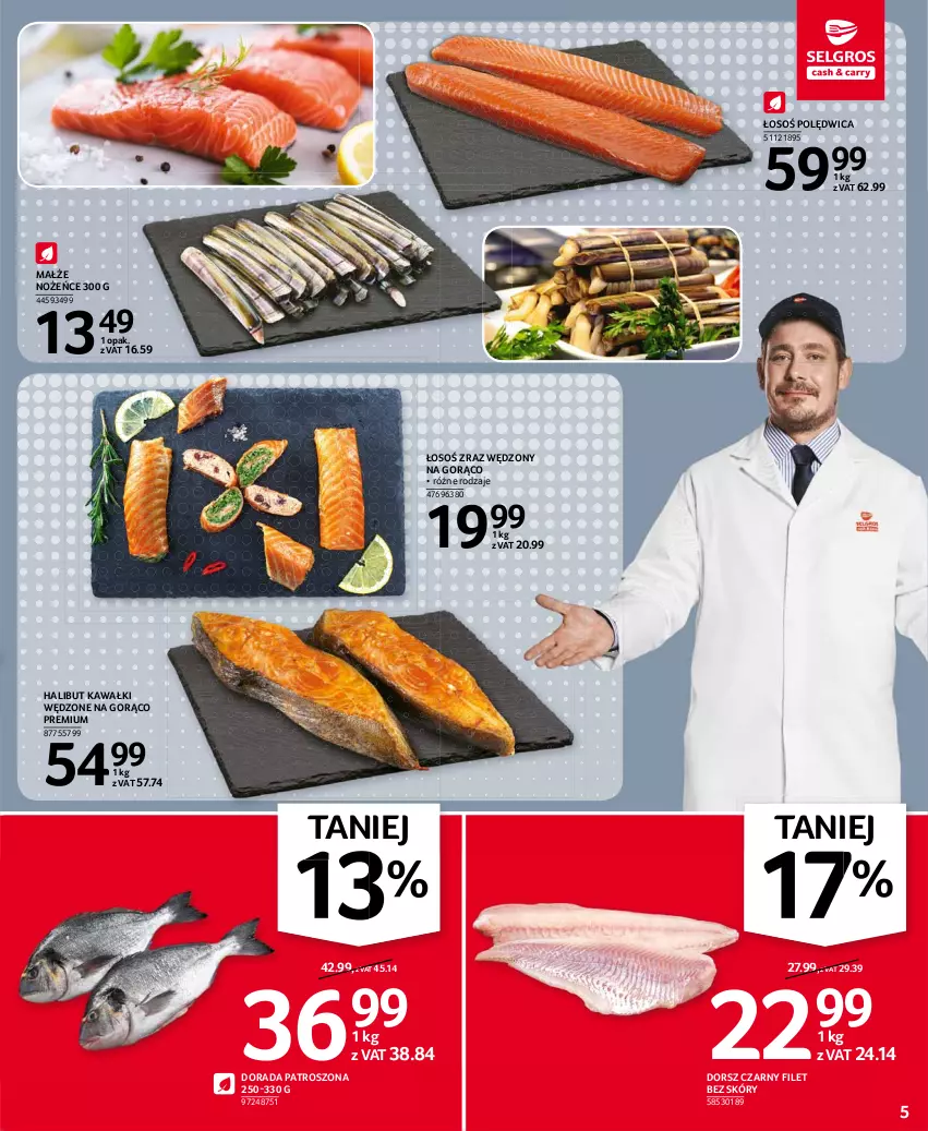 Gazetka promocyjna Selgros - Oferta spożywcza - ważna 11.03 do 24.03.2021 - strona 5 - produkty: Dorsz, Halibut, Kawa, Małże, Noż, Polędwica