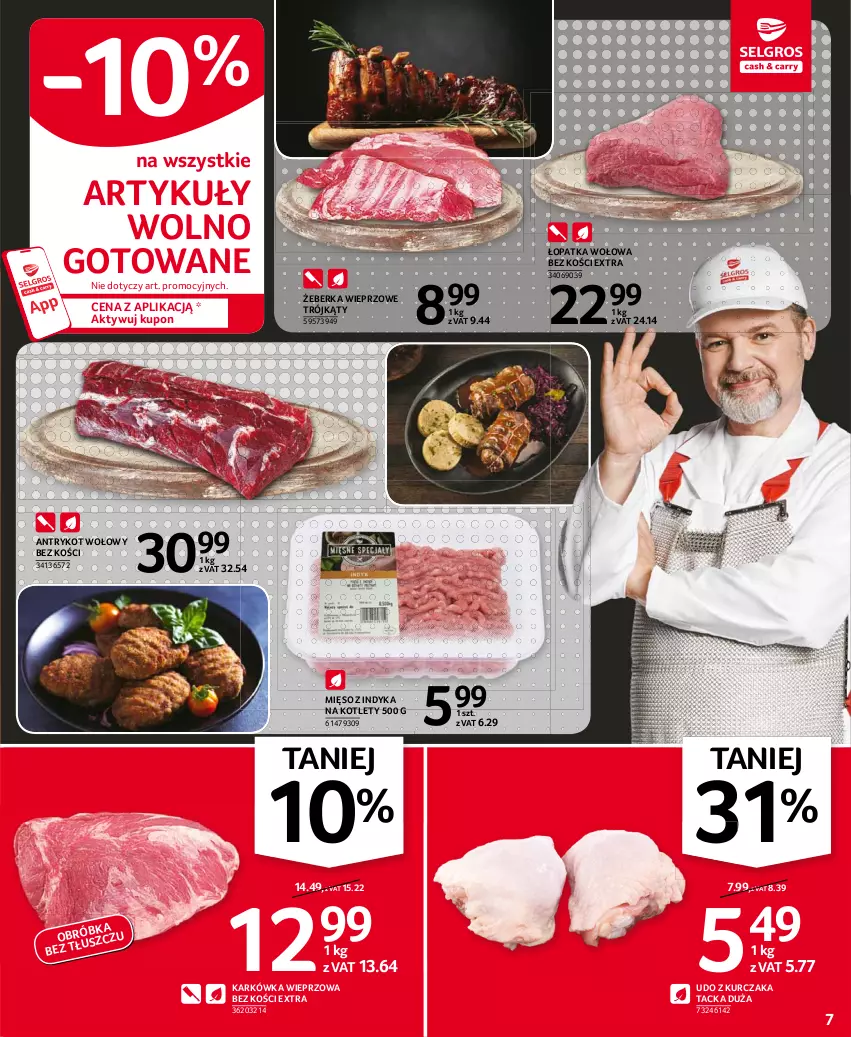 Gazetka promocyjna Selgros - Oferta spożywcza - ważna 11.03 do 24.03.2021 - strona 7 - produkty: Antrykot wołowy, Karkówka wieprzowa, Kotlet, Kurczak, Mięso, Mięso z indyka, Udo z kurczaka