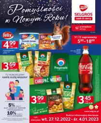 Gazetka promocyjna Selgros - Oferta spożywcza - Gazetka - ważna od 04.01 do 04.01.2023 - strona 1 - produkty: Papier, Orzeszki, Chipsy, Coca-Cola, Chrupki, Napoje, Tran, Przysnacki, Felix, LG, Fa