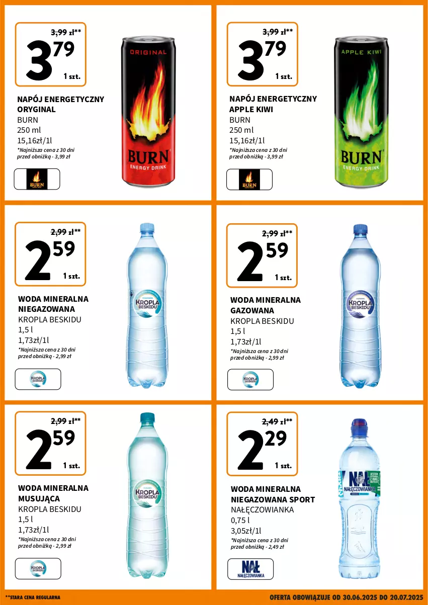 Gazetka promocyjna Intermarche - Nowa Niższa Cena - ważna 30.06 do 20.07.2025 - strona 3 - produkty: Gin, Kiwi, Mus, Nałęczowianka, Napój, Napój energetyczny, Por, Sport, Woda, Woda mineralna