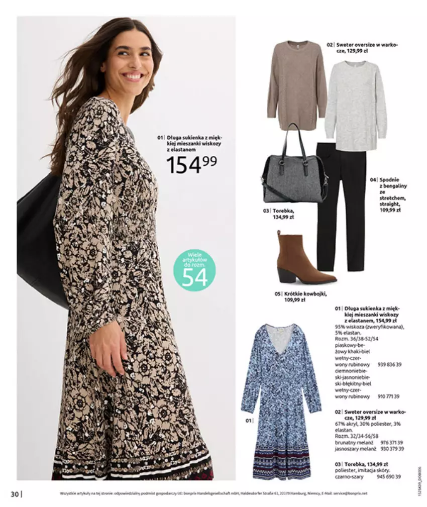 Gazetka promocyjna Bonprix - PRZYTULNY SEZON PRZEJŚCIOWY - ważna 23.09 do 03.11.2025 - strona 32 - produkty: AEG, Fa, Płyta, Rubin, Spodnie, Sukienka, Torebka, Warka