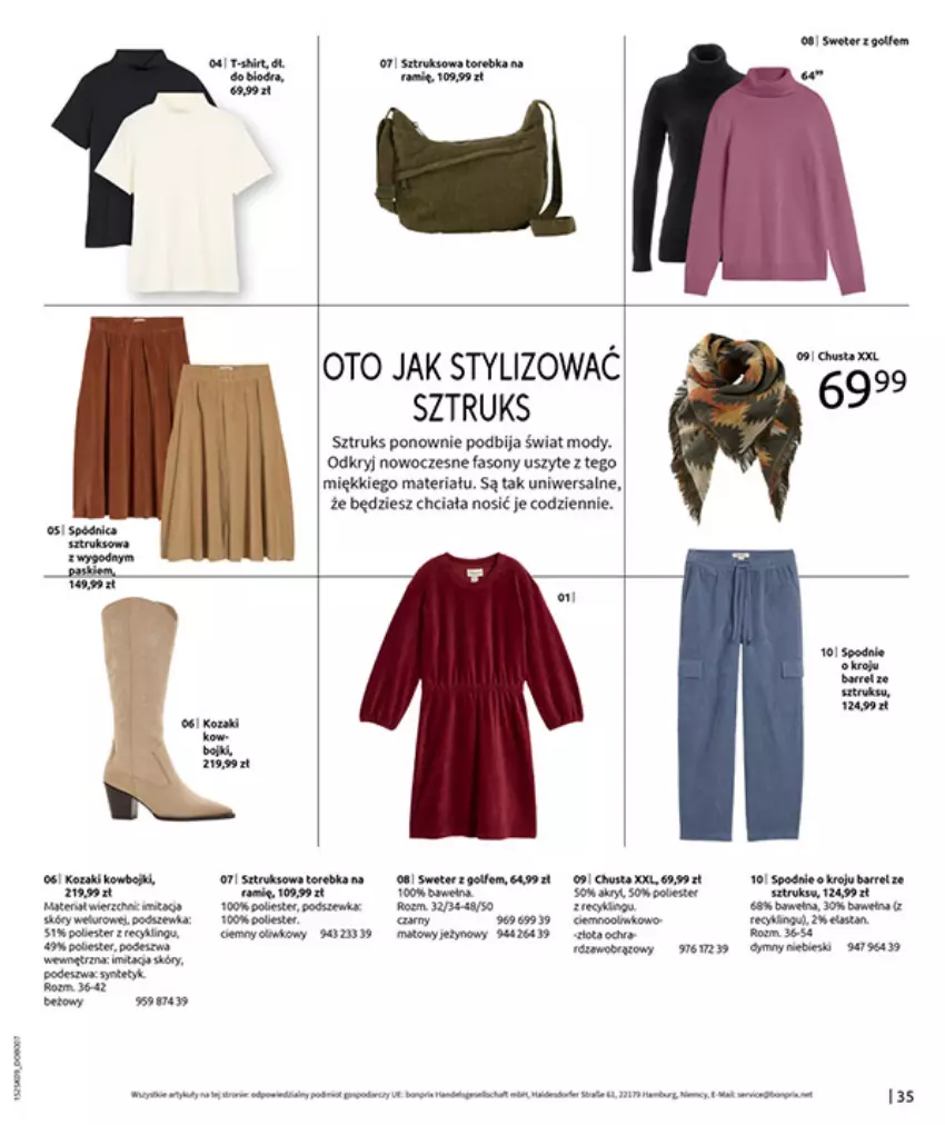 Gazetka promocyjna Bonprix - PRZYTULNY SEZON PRZEJŚCIOWY - ważna 23.09 do 03.11.2025 - strona 37 - produkty: Chusta, Fa, Gra, Sony, Spodnie, Sweter, T-shirt, Torebka