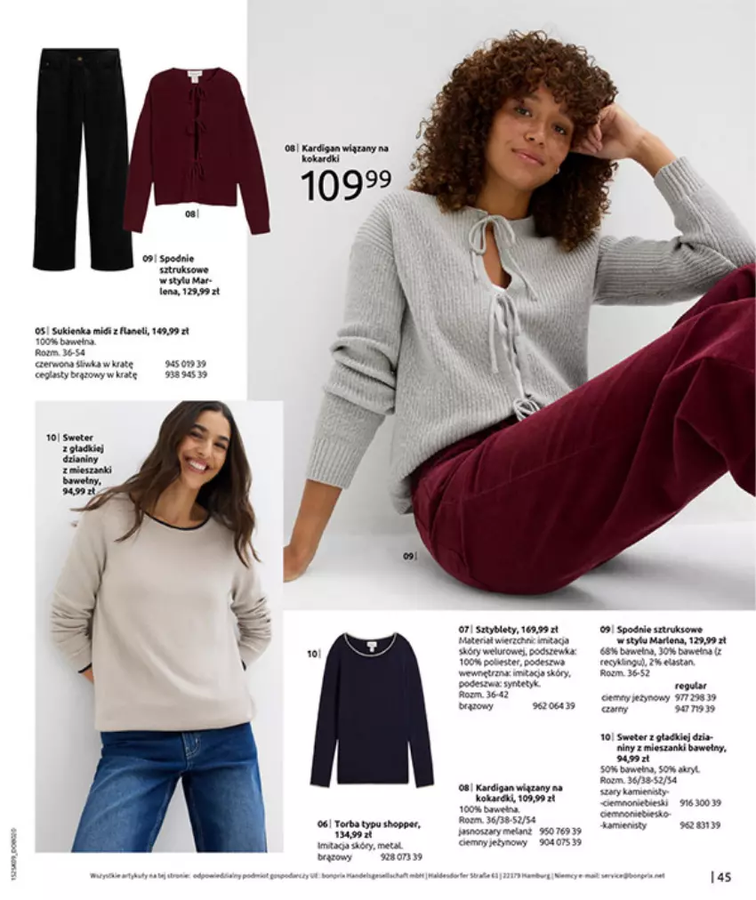 Gazetka promocyjna Bonprix - PRZYTULNY SEZON PRZEJŚCIOWY - ważna 23.09 do 03.11.2025 - strona 47 - produkty: Fa, HP, Kardigan, Spodnie, Tera, Wełna