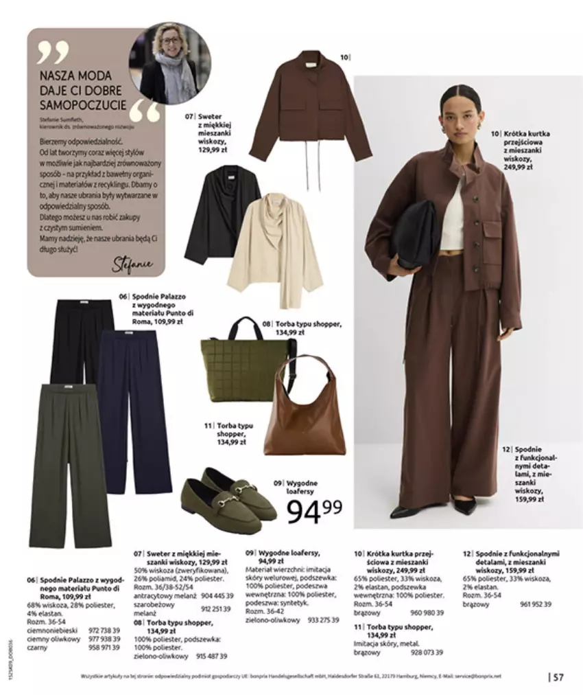 Gazetka promocyjna Bonprix - PRZYTULNY SEZON PRZEJŚCIOWY - ważna 23.09 do 03.11.2025 - strona 59 - produkty: Fa, Gra, Kurtka, Moda, Mop, Por, Rama, Spodnie, Sweter, Torba, Wiko