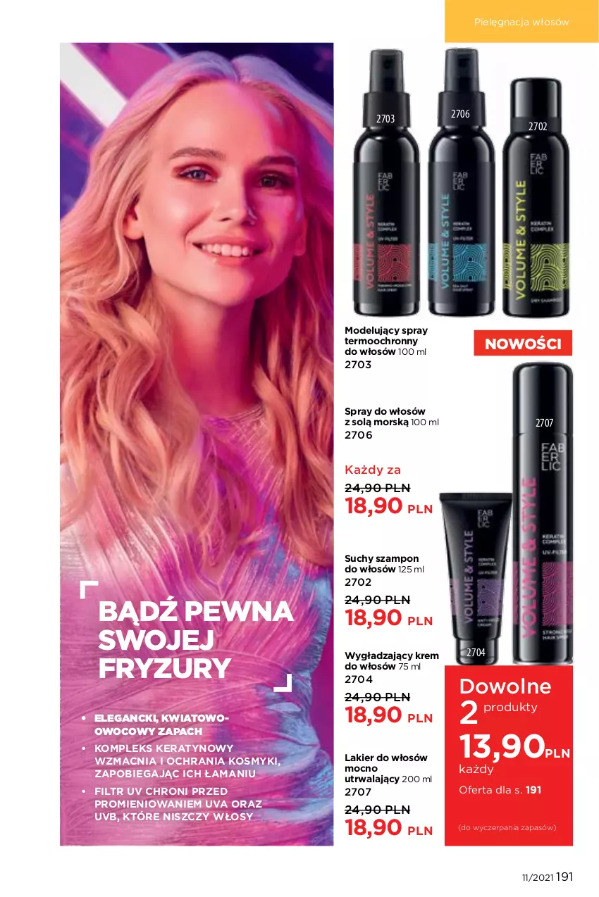 Gazetka promocyjna Faberlic - Gazetka - ważna 26.07 do 15.08.2021 - strona 191 - produkty: Lakier, Lakier do włosów, Pielęgnacja włosów, Suchy szampon, Szampon