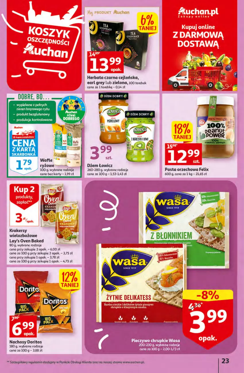 Gazetka promocyjna Auchan - Gazetka Rewelacyjne Wielopaki Hipermarket Auchan - ważna 23.02 do 01.03.2023 - strona 23 - produkty: Dżem, Earl Grey, Felix, Herbata, Herbata czarna, Krakersy, Lack, Ryż