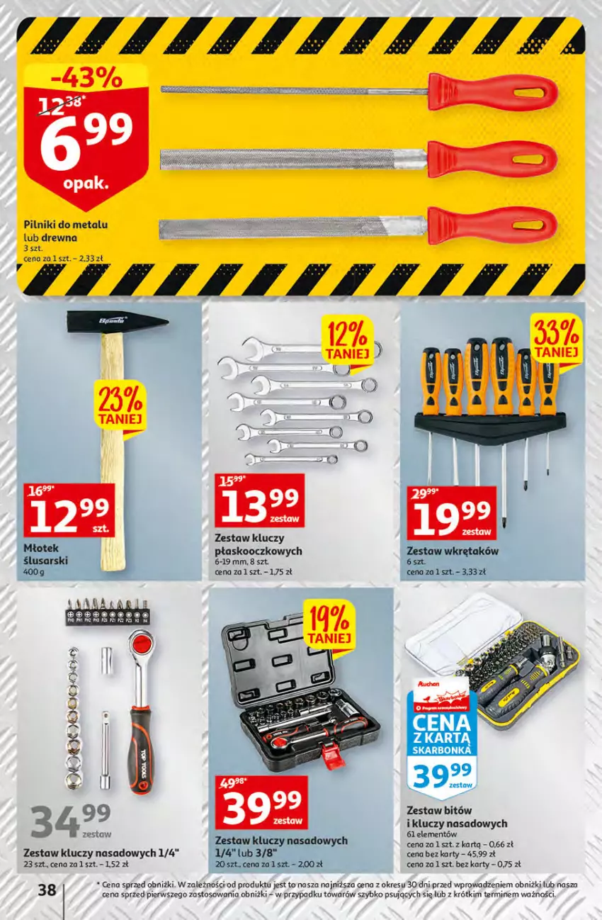 Gazetka promocyjna Auchan - Gazetka Rewelacyjne Wielopaki Hipermarket Auchan - ważna 23.02 do 01.03.2023 - strona 38 - produkty: O nas, Pilnik, Zestaw kluczy, Zestaw kluczy nasadowych, Zestaw kluczy płaskooczkowych