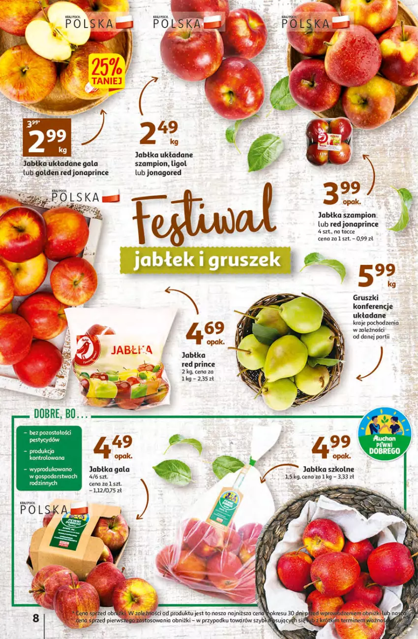 Gazetka promocyjna Auchan - Gazetka Rewelacyjne Wielopaki Hipermarket Auchan - ważna 23.02 do 01.03.2023 - strona 8 - produkty: Gala, Gruszki, Jabłka, Ligol, O nas, Szampion