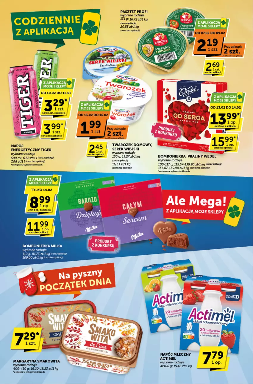 Gazetka promocyjna ABC - ważna 06.02 do 18.02.2025 - strona 2 - produkty: Actimel, Margaryna, Milka, Napój, Napój mleczny, Pasztet, Praliny, Ser, Serek, Serek wiejski, Smakowita, Tiger, Top