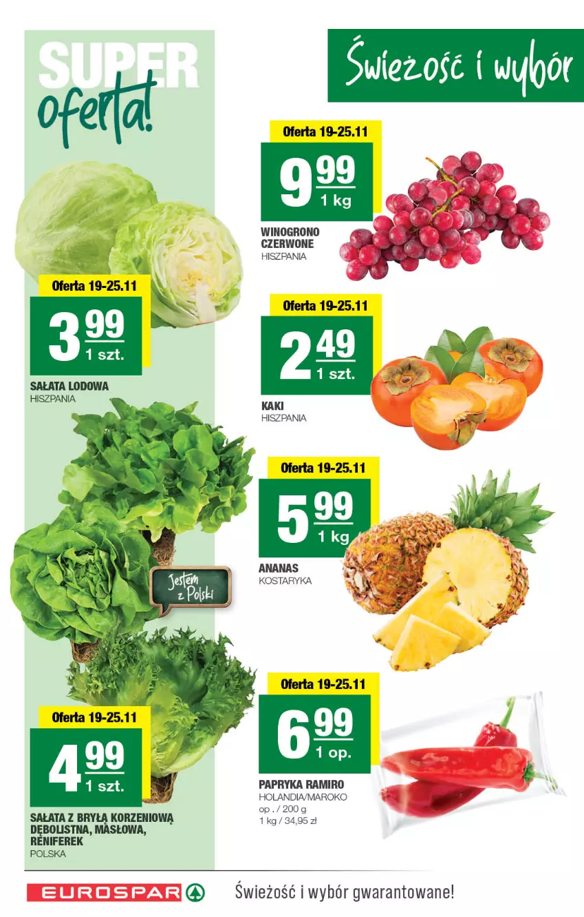 Gazetka promocyjna Spar - EuroSpar - ważna 16.11 do 26.11.2025 - strona 2 - produkty: Ananas, Kaki, Masło, Papryka, Renifer, Sałat, Sałata lodowa, Wino