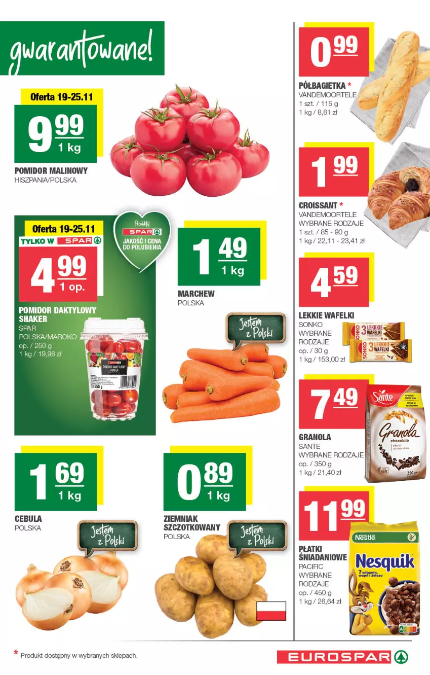 Gazetka promocyjna Spar - EuroSpar - ważna 16.11 do 26.11.2025 - strona 3 - produkty: Bagietka, Cebula, Cif, Croissant, Danio, Gra, Granola, Nesquik, Półbagietka, Pomidor malinowy, Sante, Sonko