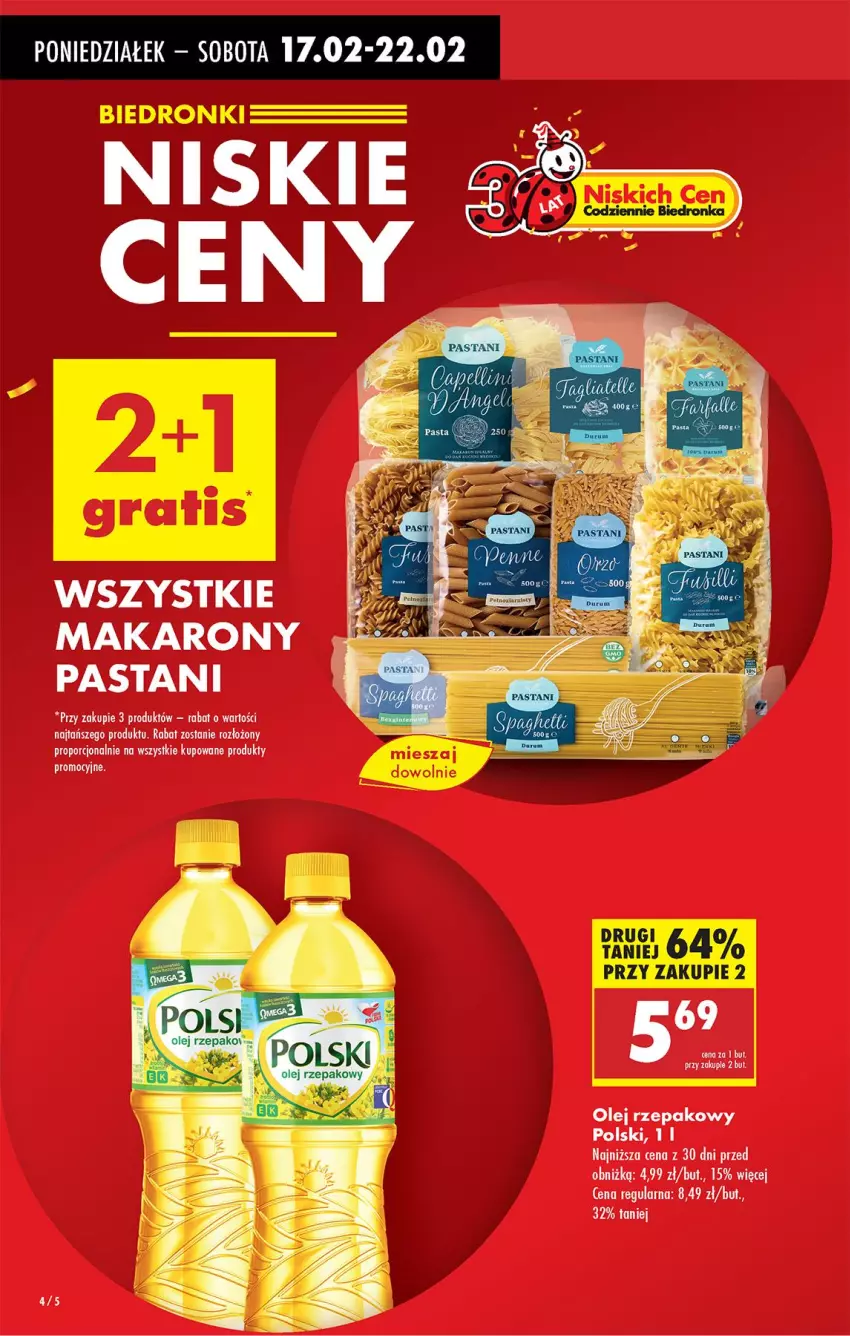 Gazetka promocyjna Biedronka - Od Poniedziałku - ważna 17.02 do 22.02.2025 - strona 4 - produkty: Makaron, Olej, Olej rzepakowy, Por