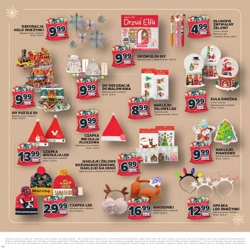 Gazetka promocyjna Stokrotka - Katalog Mikołajki! - ważna 20.11 do 10.12.2025 - strona 10 - produkty: Czapka, Czapka Mikołaja, Długopis, Drzwi, Fa, Klej, Kula śnieżna, Mięso, Okno, Opaska, Owoce, Puzzle, Warzywa