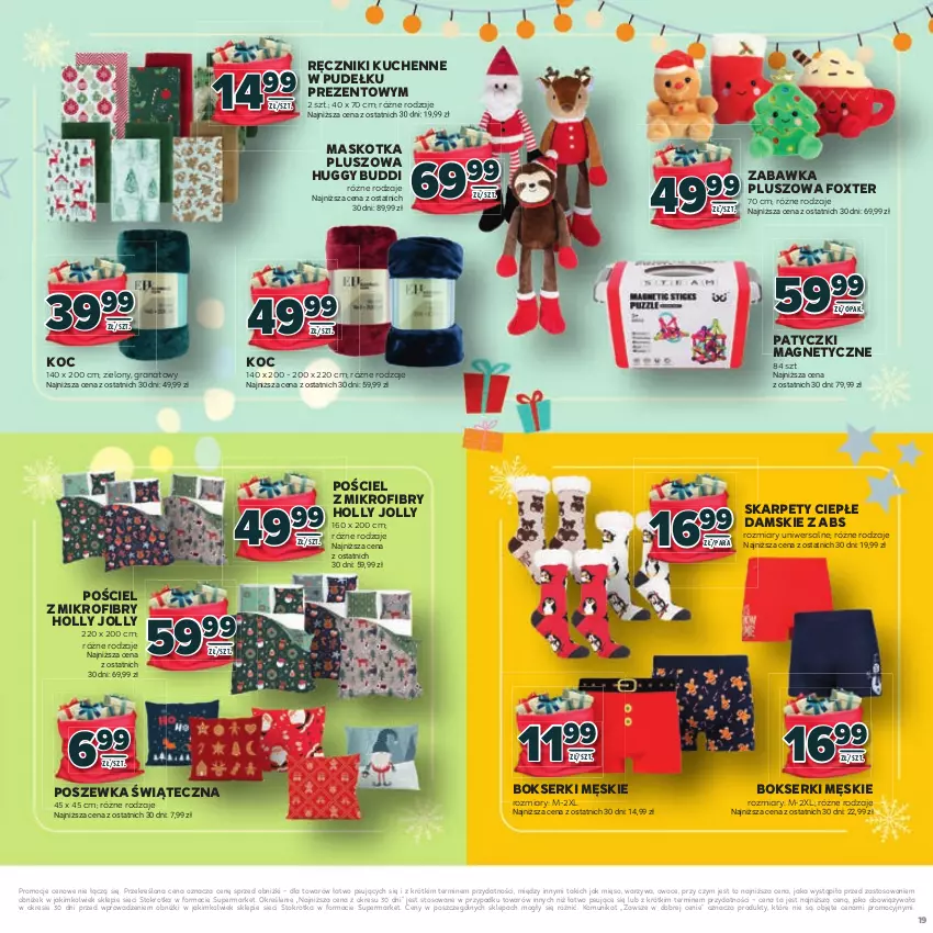 Gazetka promocyjna Stokrotka - Katalog Mikołajki! - ważna 20.11 do 10.12.2025 - strona 19 - produkty: Bokserki, Gra, Granat, Karp, Koc, Maskotka pluszowa, Mięso, Owoce, Pościel, Poszewka, Ręcznik, Ser, Warzywa, Zabawka
