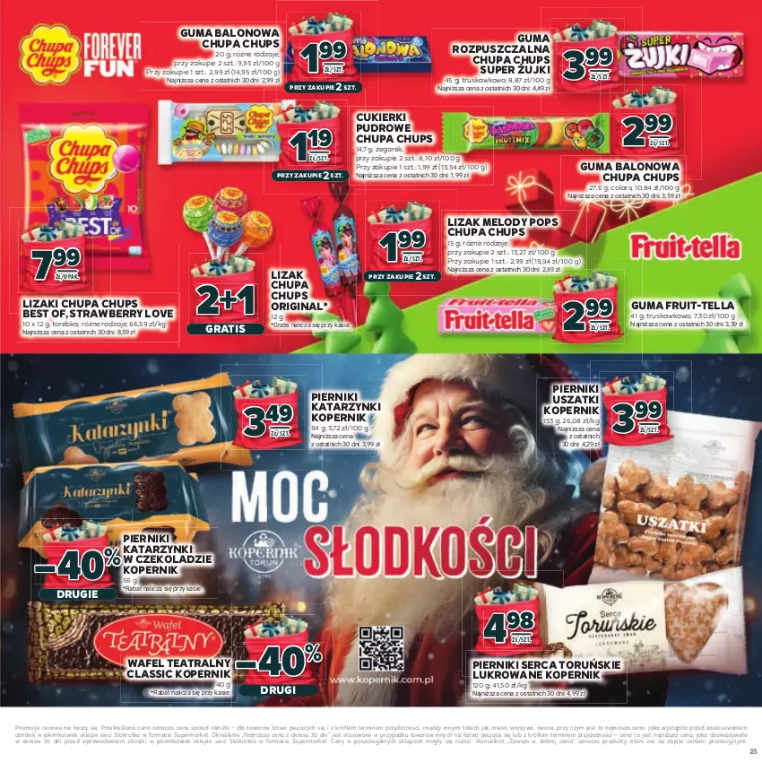 Gazetka promocyjna Stokrotka - Katalog Mikołajki! - ważna 20.11 do 10.12.2025 - strona 25 - produkty: Chupa Chups, Cukier, Cukierki, Gin, Gra, Guma rozpuszczalna, Lizaki, Lody, Mięso, Owoce, Piernik, Ser, Torebka, Warzywa, Zegar, Zegarek