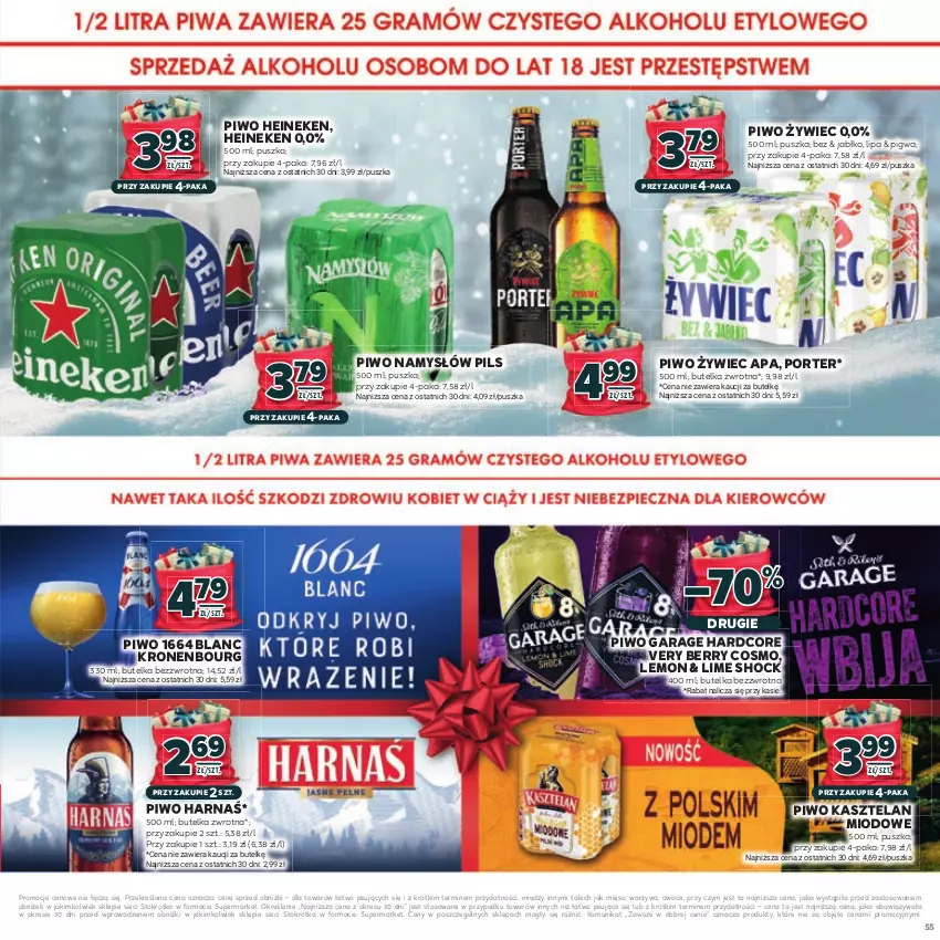 Gazetka promocyjna Stokrotka - Katalog Mikołajki! - ważna 20.11 do 10.12.2025 - strona 55 - produkty: Harnaś, Heineken, Kasztelan, Mięso, Namysłów, Owoce, Piwo, Por, Warzywa