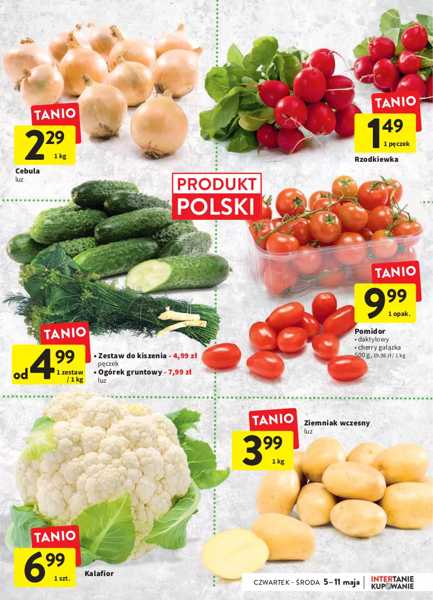 Gazetka promocyjna Intermarche - ważna 05.05 do 11.06.2022 - strona 13 - produkty: Cebula, Grunt, Kalafior, Ogórek, Rzodkiewka