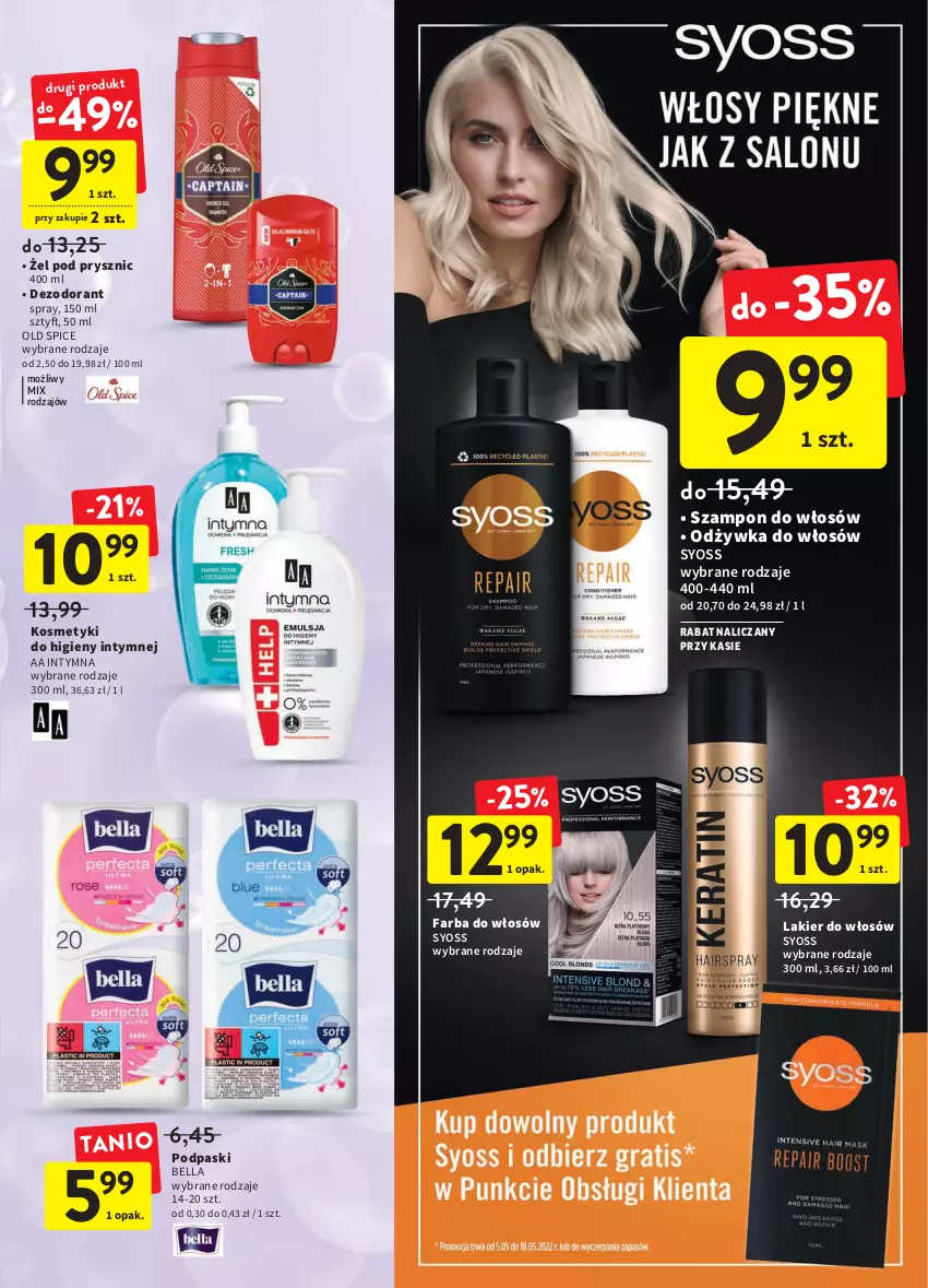 Gazetka promocyjna Intermarche - ważna 05.05 do 11.06.2022 - strona 33 - produkty: Bell, Bella, Dezodorant, Fa, Farba do włosów, Lakier, Lakier do włosów, Odżywka, Old Spice, Podpaski, Syoss, Szampon