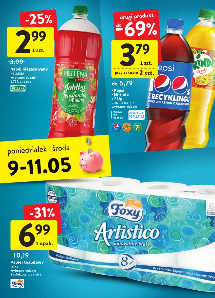 Gazetka promocyjna Intermarche - ważna 05.05 do 11.06.2022 - strona 37 - produkty: Foxy, Hellena, Mirinda, Napój, Napój niegazowany, Papier, Papier toaletowy, Pepsi