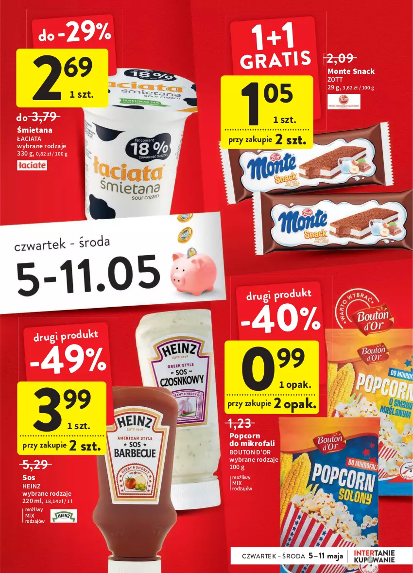 Gazetka promocyjna Intermarche - ważna 05.05 do 11.06.2022 - strona 7 - produkty: Fa, Heinz, Monte, Popcorn, Sos, Zott